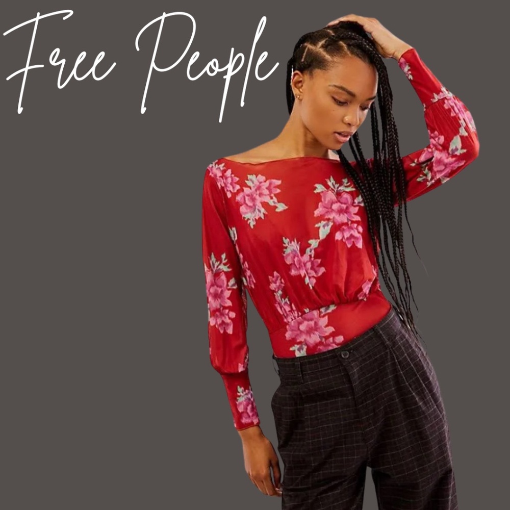 NWOT Free People Intimately Undercover Rose Printed Bodysuit